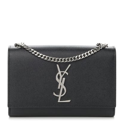 Saint Laurent Grain De Poudre Small Monogram Kate Satchel Black 1 of 12