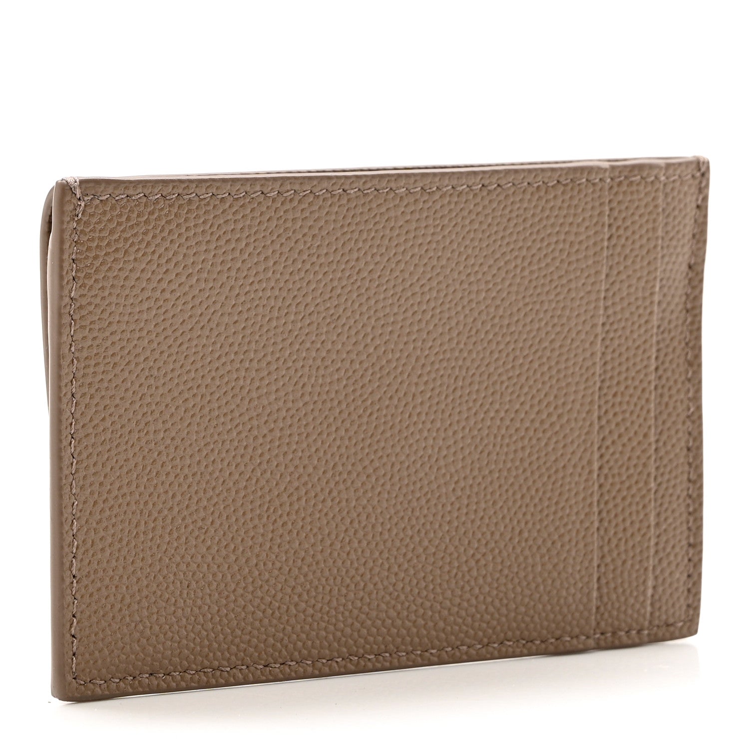 Saint Laurent Grain De Poudre Uptown Monogram Card Case Dark Beige 3 of 7