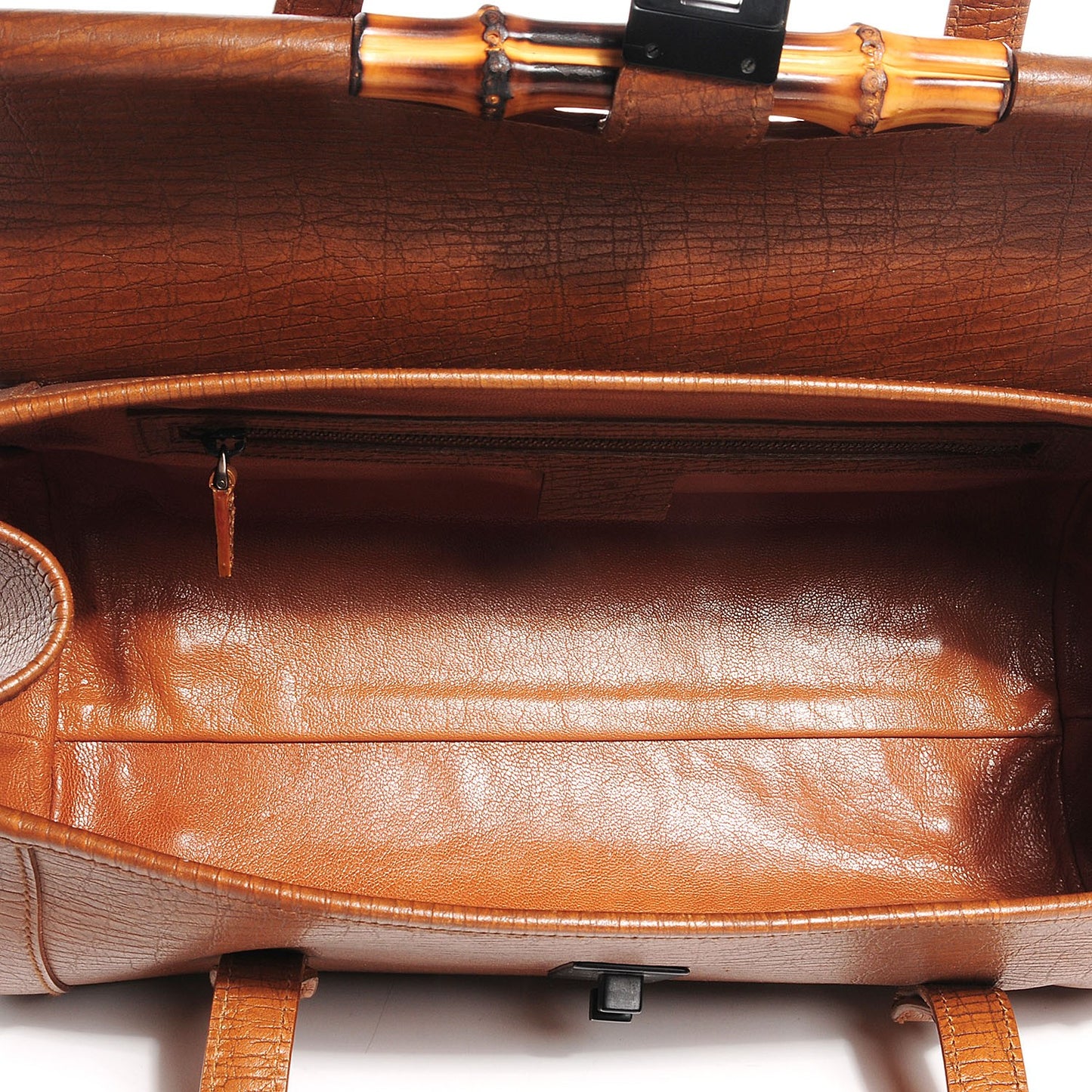 Leather Bamboo Bullet Satchel Brown