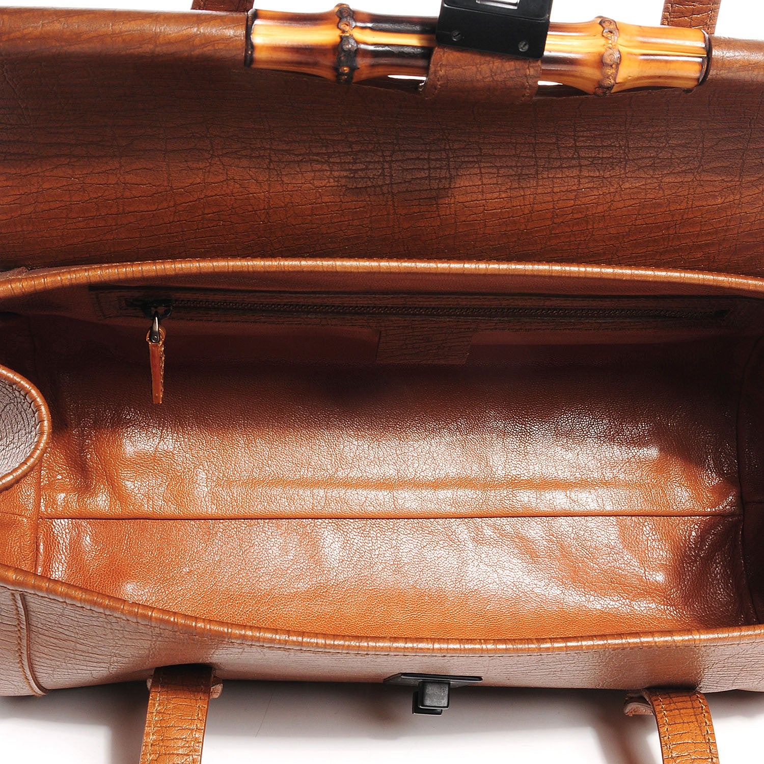 Gucci Leather Bamboo Bullet Satchel Brown 5 of 7