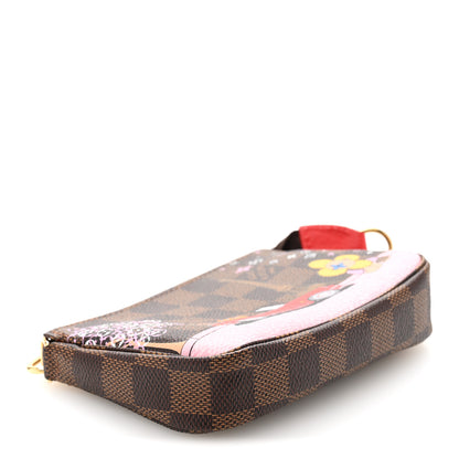 Louis Vuitton Damier Ebene 2019 Christmas Animation Mini Pochette Accessories Red 4 of 8