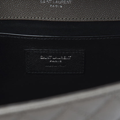 Saint Laurent Grain De Poudre Textured Mixed Matelasse Medium Triquilt Monogram Satchel Earth 6 of 9