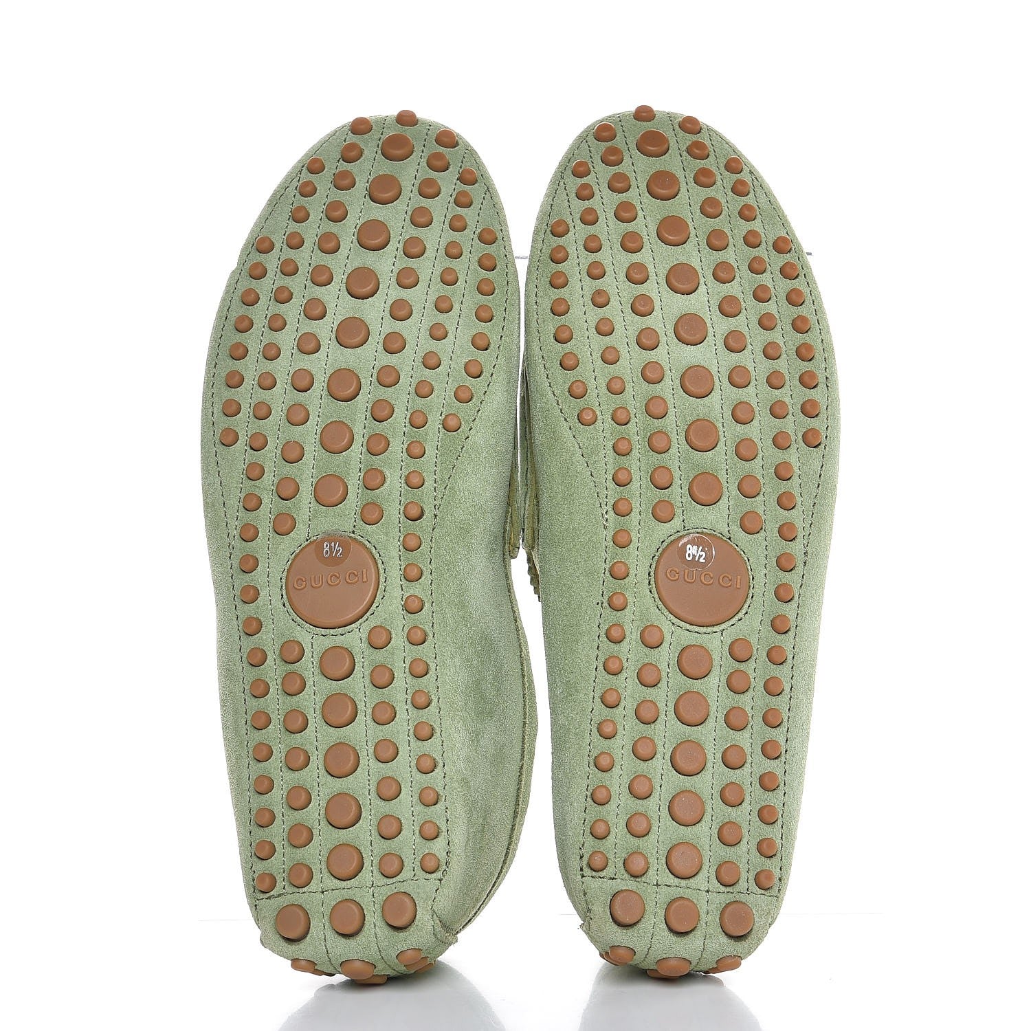 Gucci Suede Mens Driver Loafers 8.5 Light Green 7 of 10
