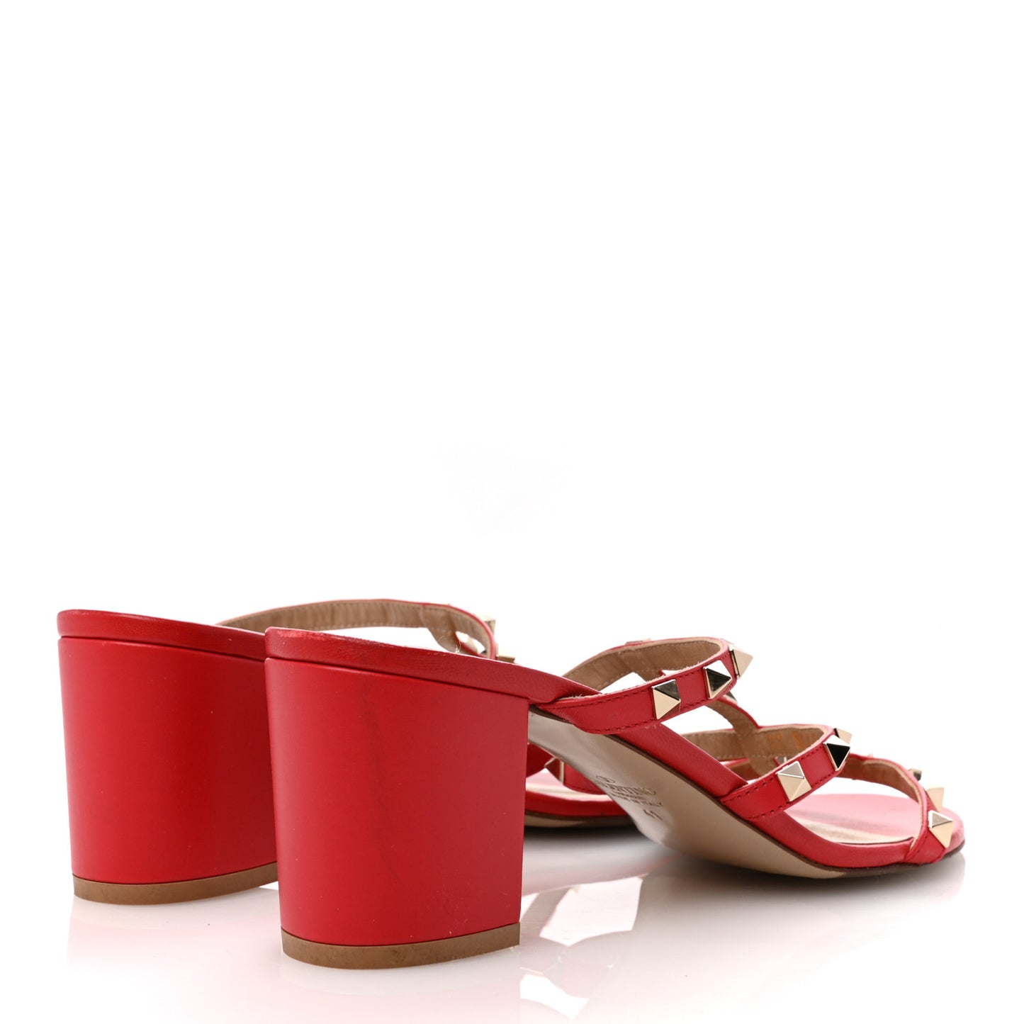 Calfskin Nappa Rockstud 60mm Caged Slide Sandals 41 Rosso Valentino