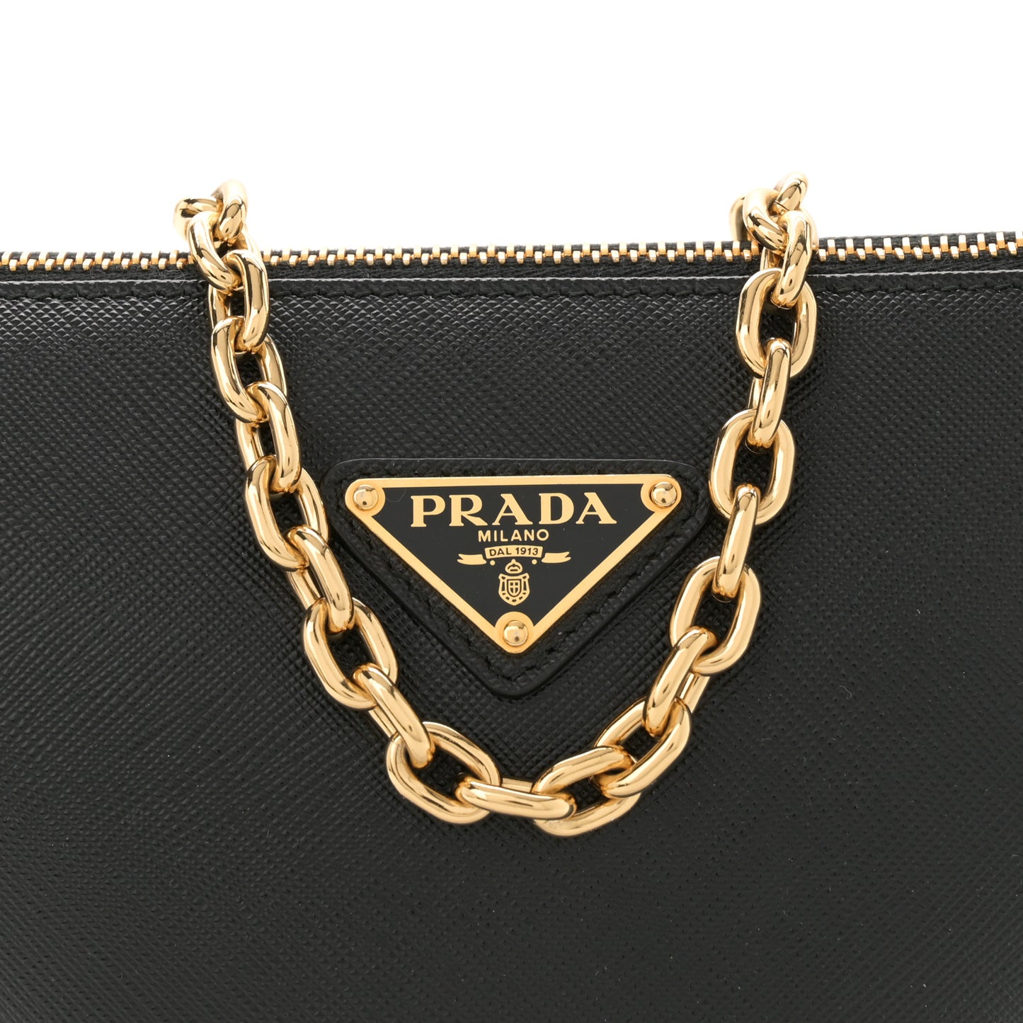 Saffiano Lux Triangle Logo Embossed Mini Triangle Bag Black