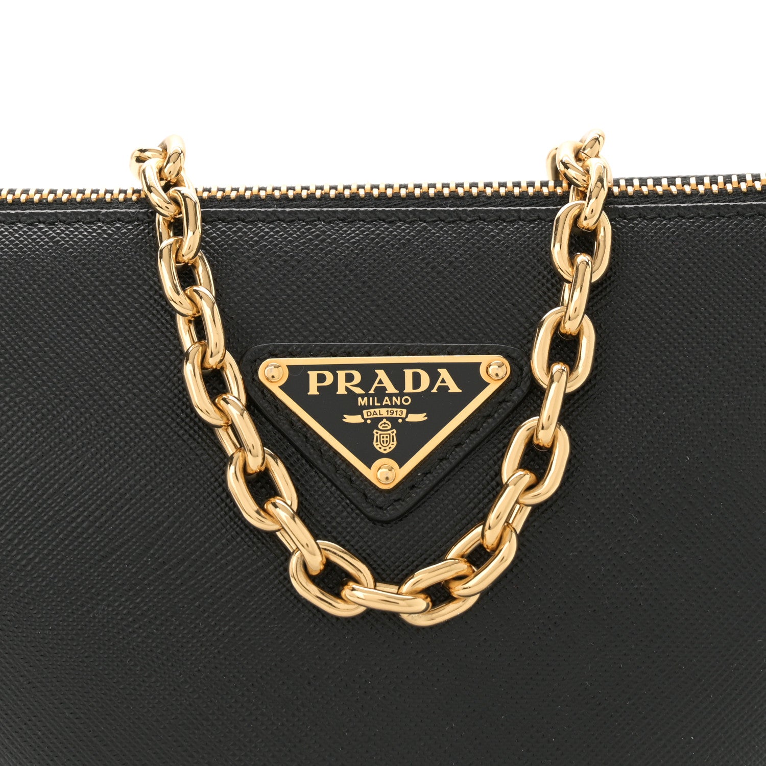 Prada Saffiano Lux Triangle Logo Embossed Mini Triangle Bag Black 8 of 10