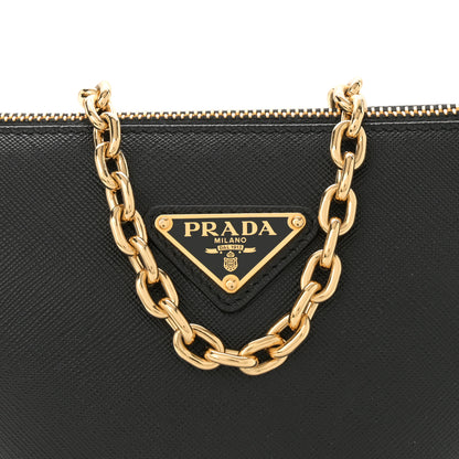 Prada Saffiano Lux Triangle Logo Embossed Mini Triangle Bag Black 8 of 10