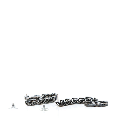 Chanel Metal CC Pick Drop Earrings Ruthenium 3 of 4