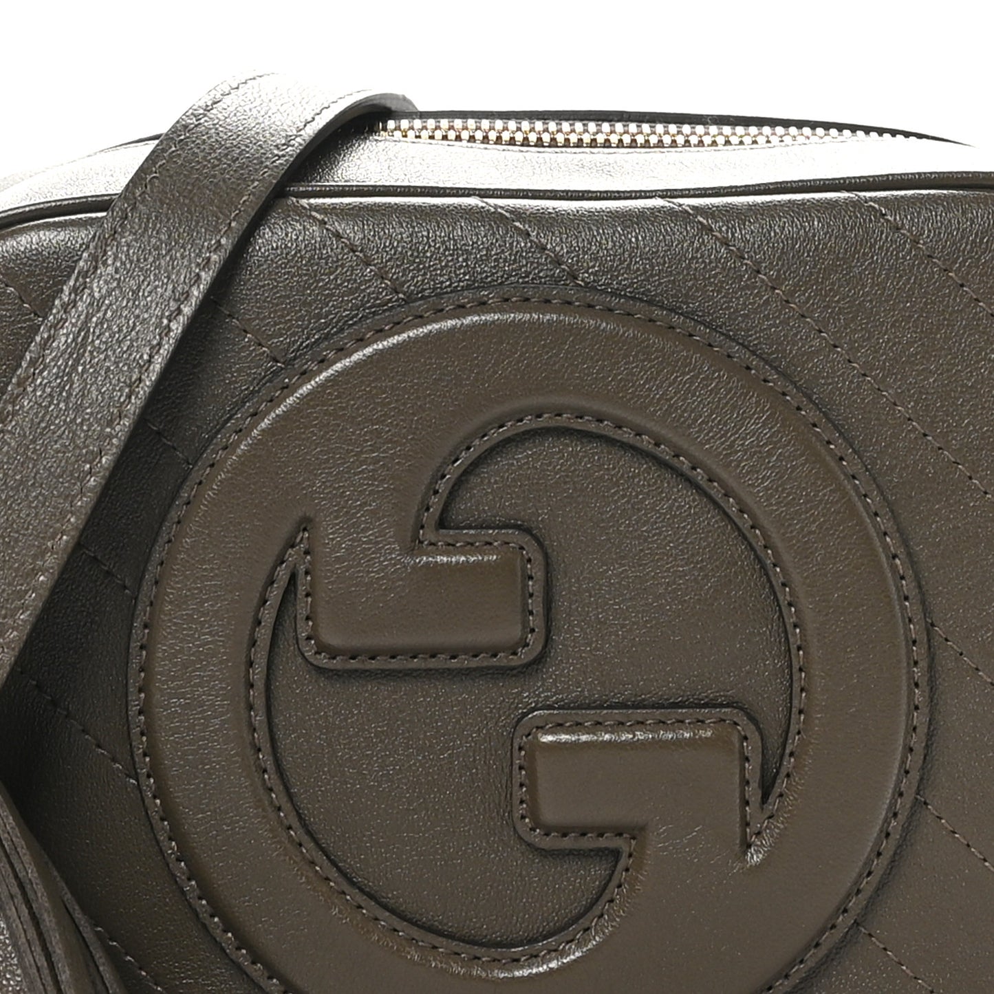 Sakai Be Green Calfskin Diagonal Stitched Small Blondie Shoulder Bag Craclet Brown