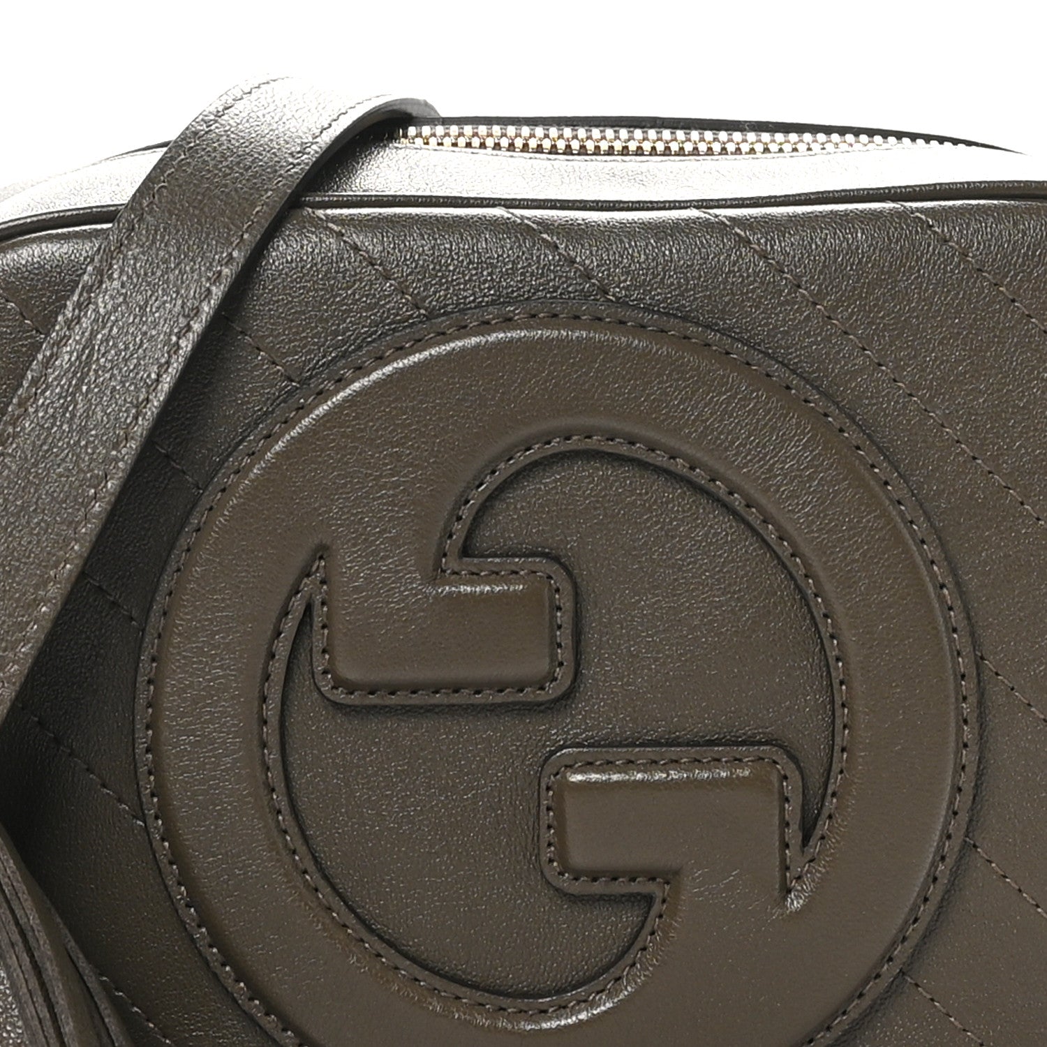 Gucci Sakai Be Green Calfskin Diagonal Stitched Small Blondie Shoulder Bag Craclet Brown 8 of 10