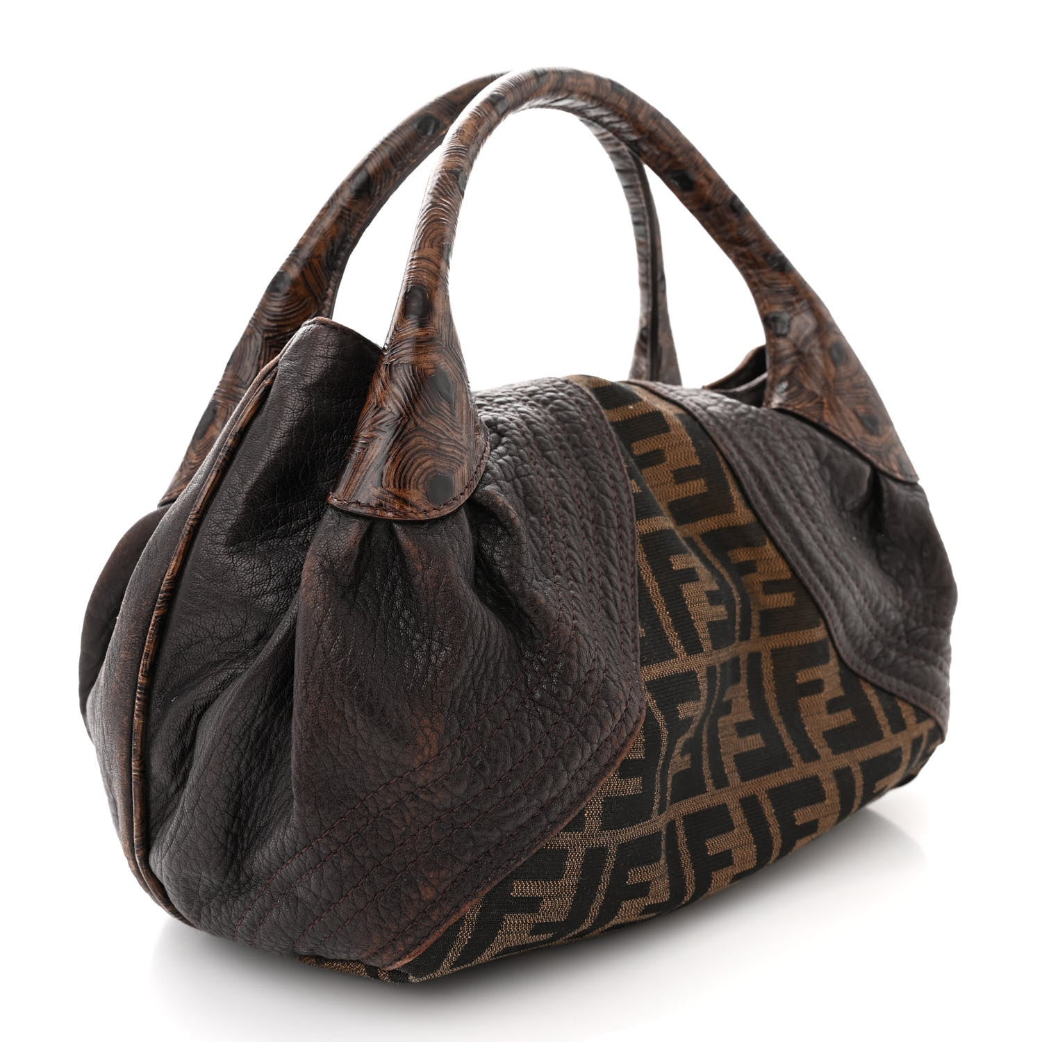 Fendi Zucca Nappa Nuvolata Vitello Tortuga Small Spy Tobacco Moro 3 of 16