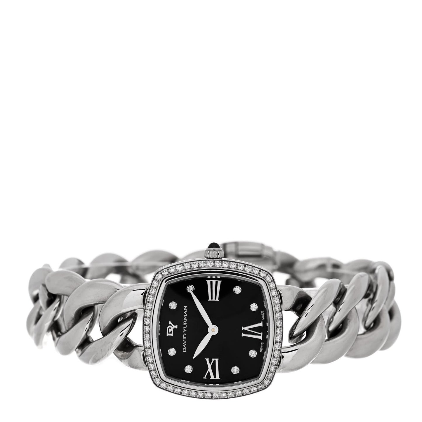 Stainless Steel Diamond Bezel 27mm Albion Quartz Watch Black