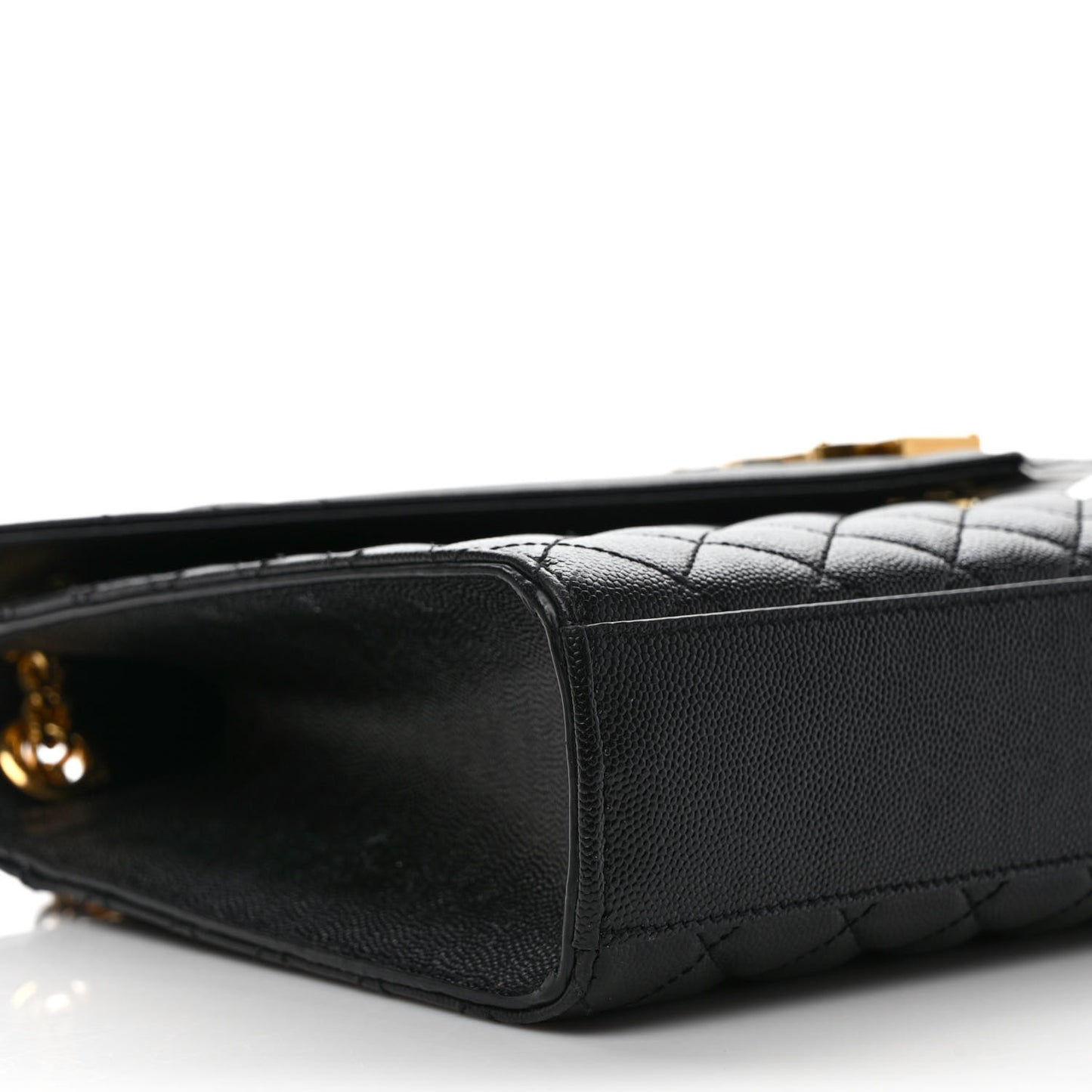 Grain De Poudre Textured Mixed Matelasse Large Triquilt Monogram Satchel Black