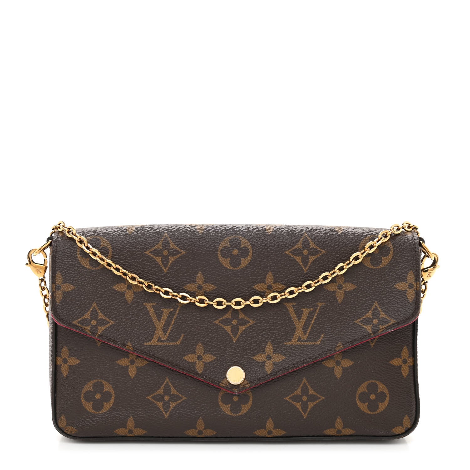 Louis Vuitton Monogram Pochette Felicie Chain Wallet Fuchsia 3 of 11
