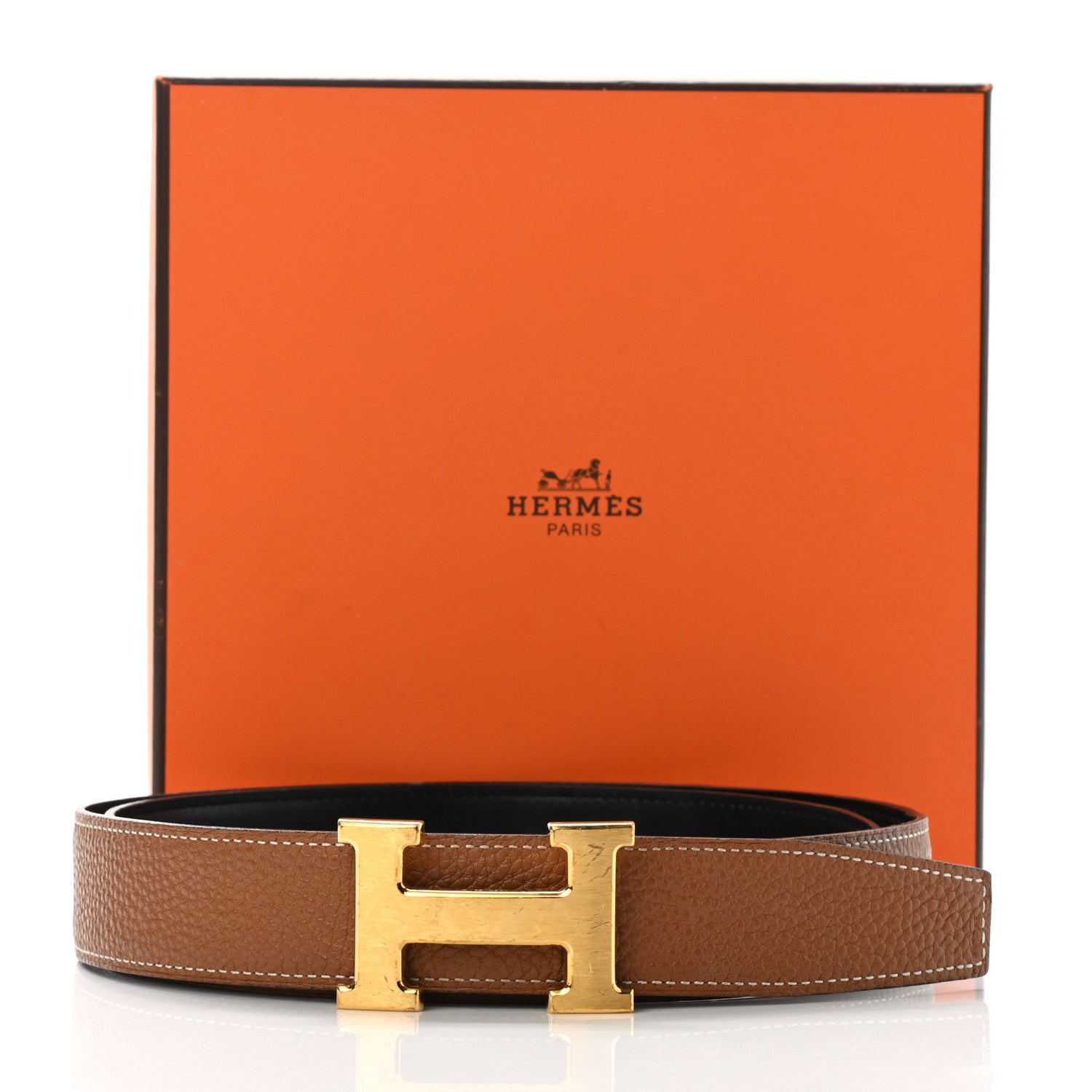 Hermes Box Togo 38mm H Belt 85 Black Gold 8 of 8