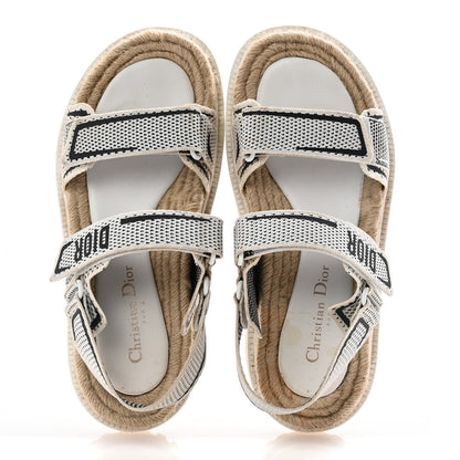 Christian Dior Technical Knit Jute Dioract 10mm Sandals 39.5 White Black 2 of 10