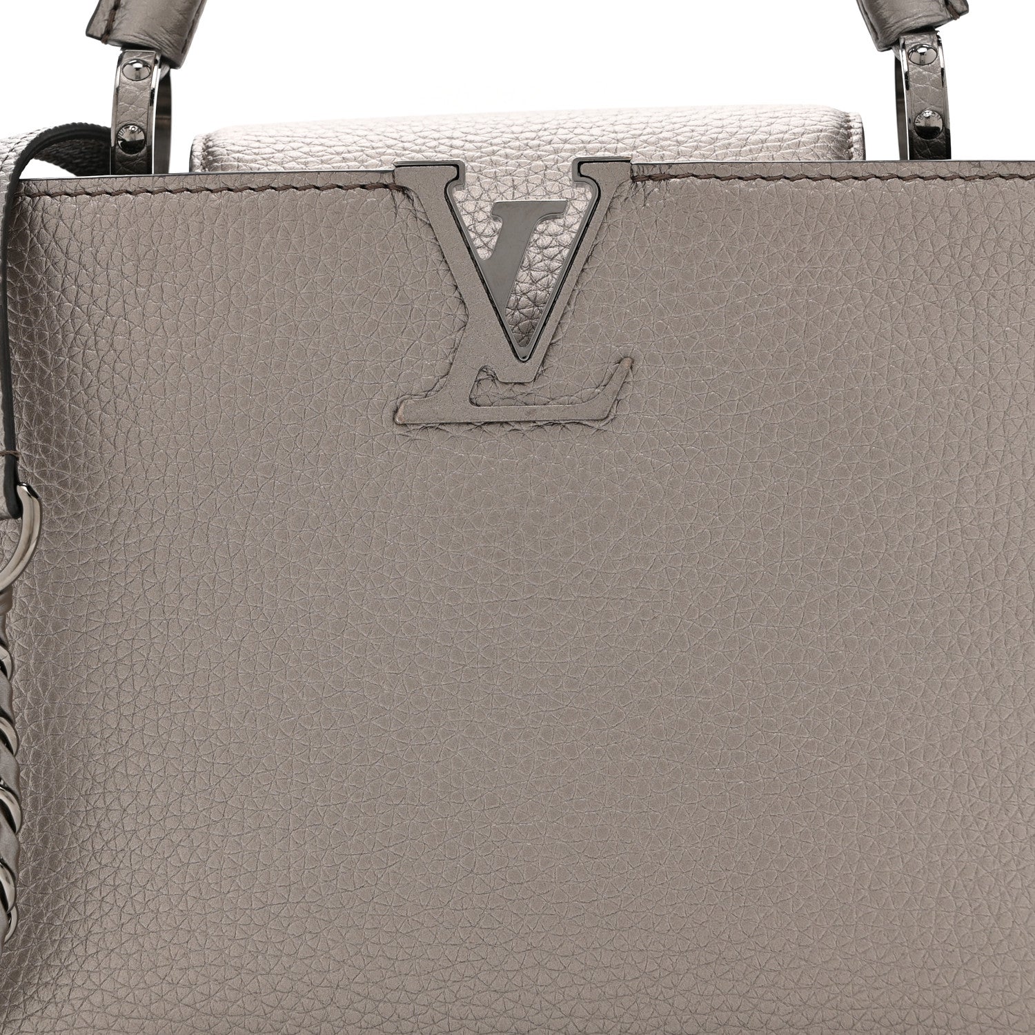 Louis Vuitton Metallic Calfskin Capucines BB Etain 7 of 9