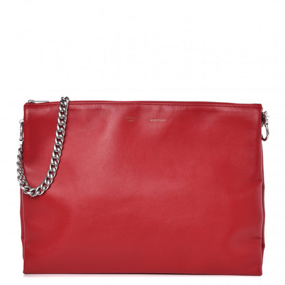 Celine Lambskin Soft Trio Zipped Bag Bright Red 1 of 11