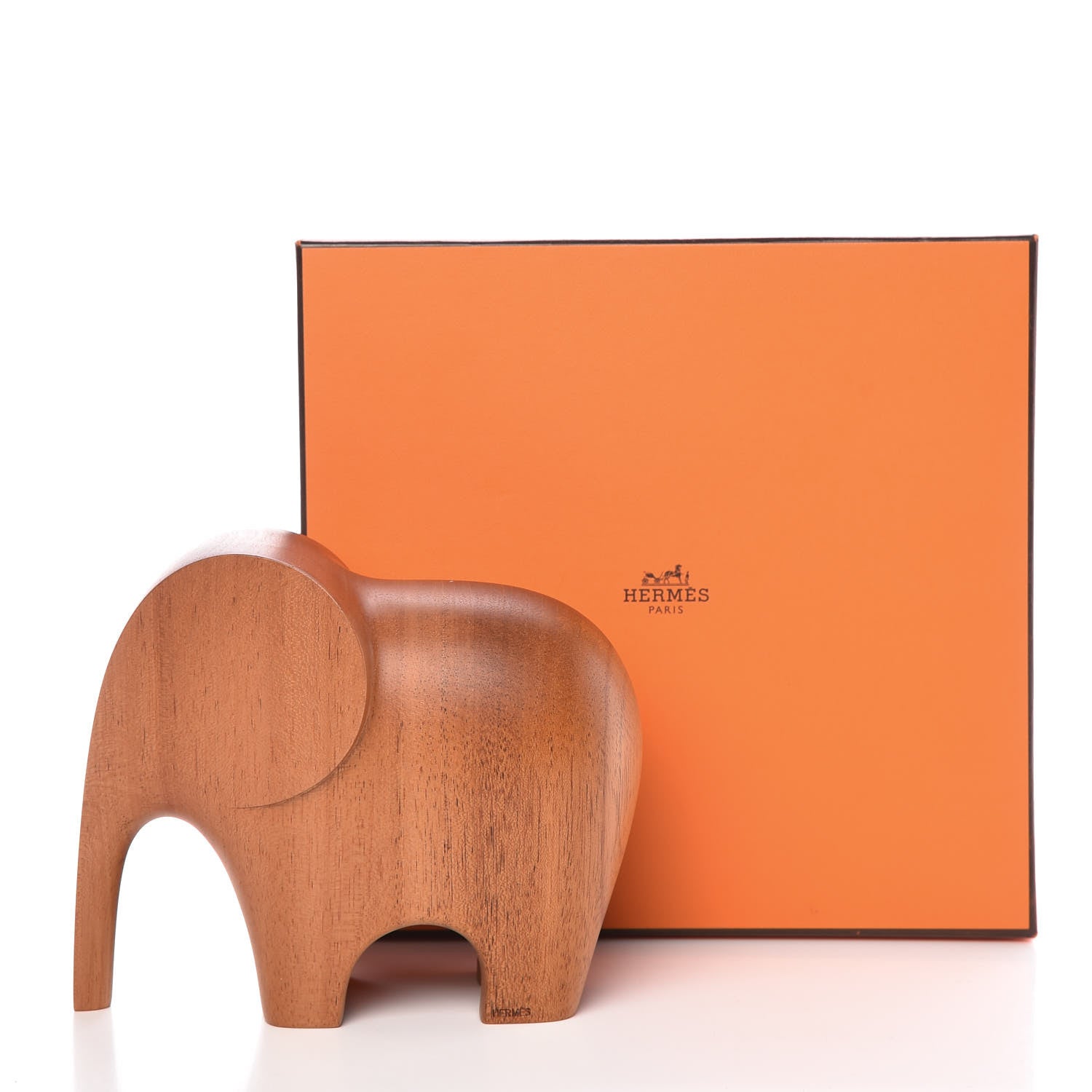 Hermes Mahogany Wood Elephant Lao Paperweight Naturel 9 of 9
