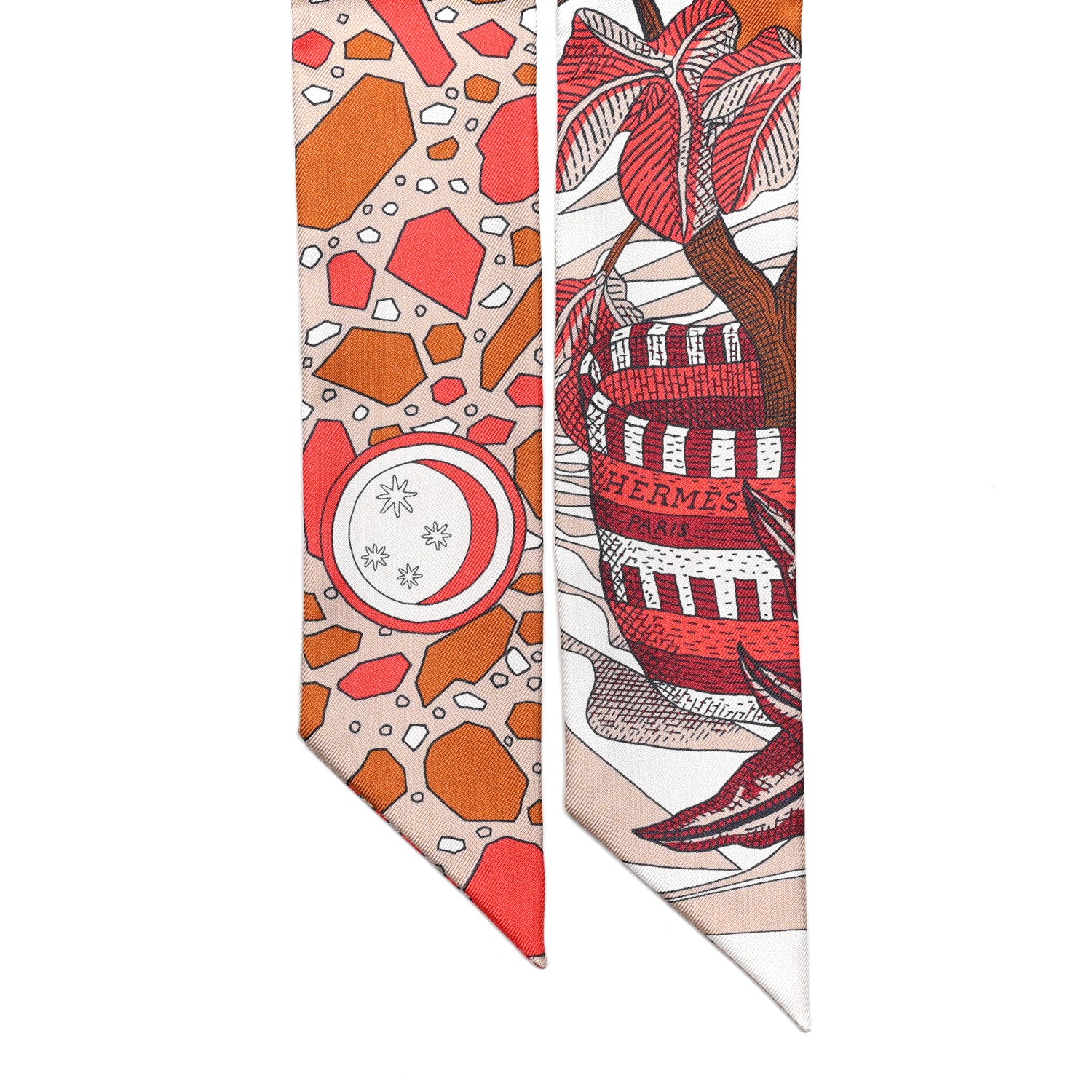 Hermes Silk La Danse Des Amazones Twilly Beige Corail Brun 2 of 4