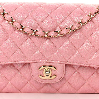 Chanel Iridescent Caviar Quilted Medium Double Flap Rose Pink 8 of 10