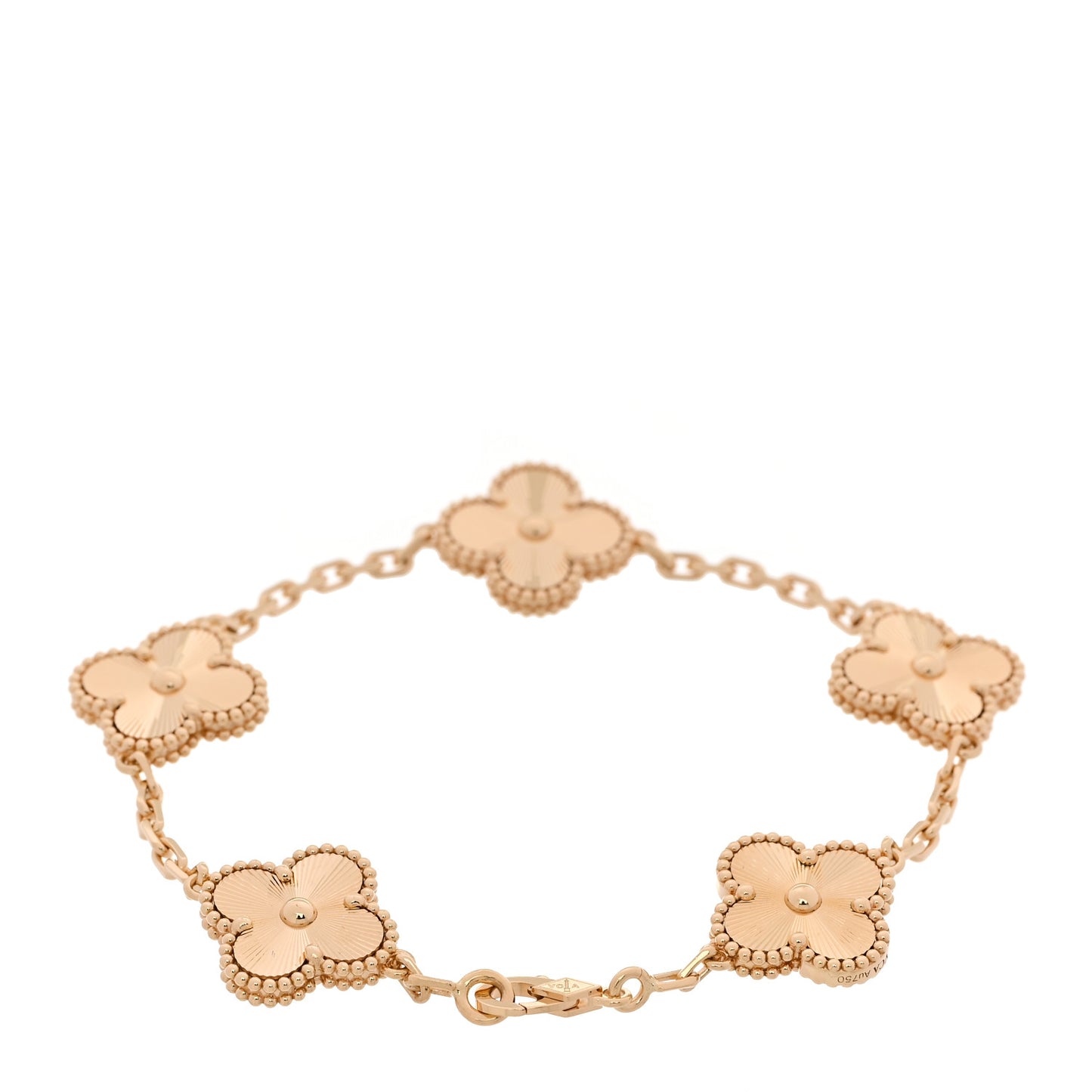 18K Yellow Gold 5 Motifs Guilloche Vintage Alhambra Bracelet