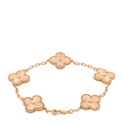 Van Cleef & Arpels 18K Yellow Gold 5 Motifs Guilloche Vintage Alhambra Bracelet 2 of 6