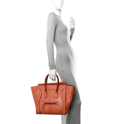 Celine Snakeskin Mini Luggage Orange 2 of 12
