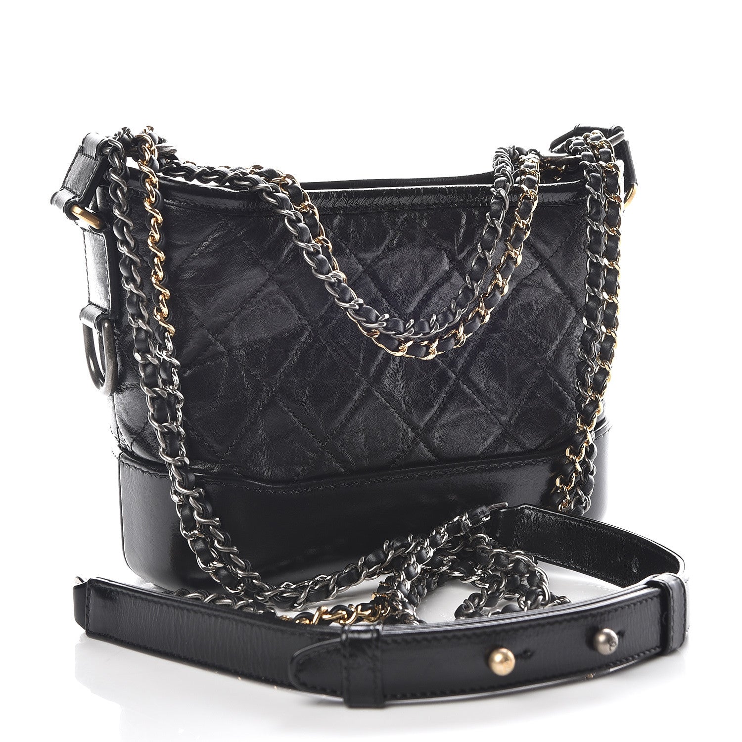 Chanel Aged Calfskin Quilted Small Gabrielle Hobo Black 3 of 10