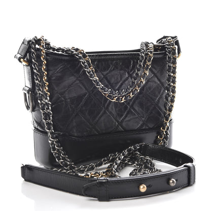 Chanel Aged Calfskin Quilted Small Gabrielle Hobo Black 3 of 10