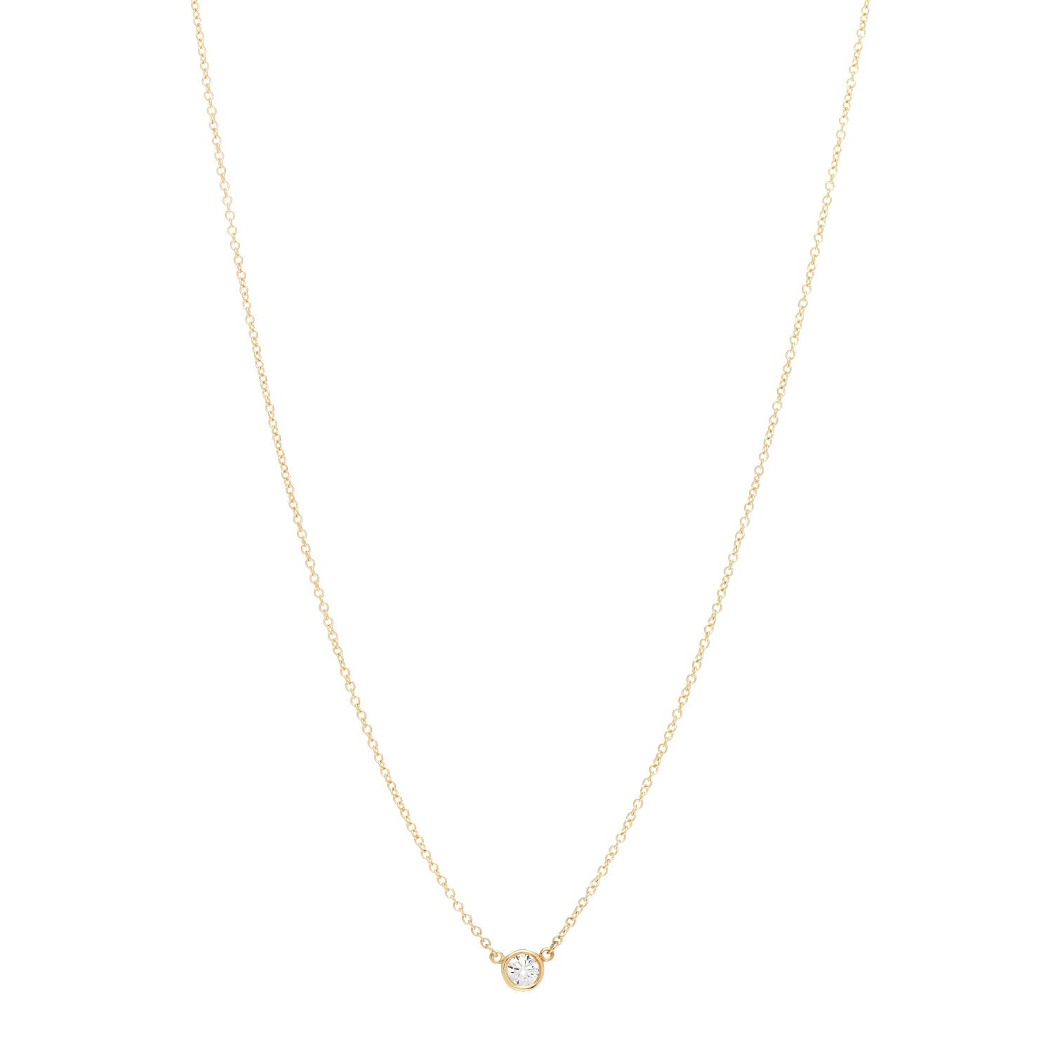 Tiffany 18K Yellow Gold Diamond .20ct Elsa Peretti Diamonds by the Yard Pendant Necklace 1 of 4
