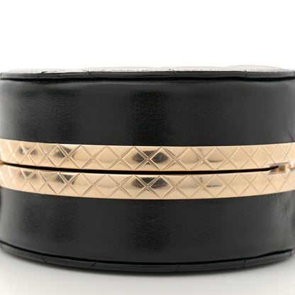 Chanel Metal Lambskin Quilted Round Lock Frame Vanity Clutch With Chain Black 9 of 11