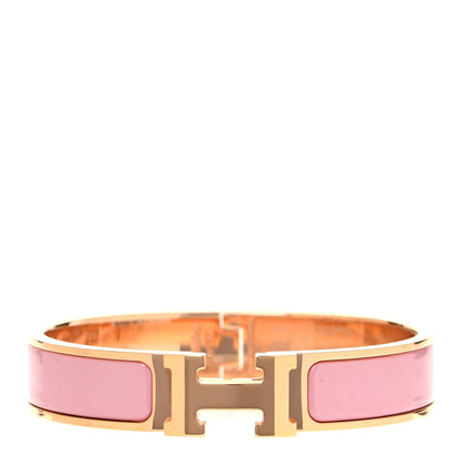 Hermes Enamel Narrow Clic Clac H Bracelet PM Rose Dragee 1 of 4