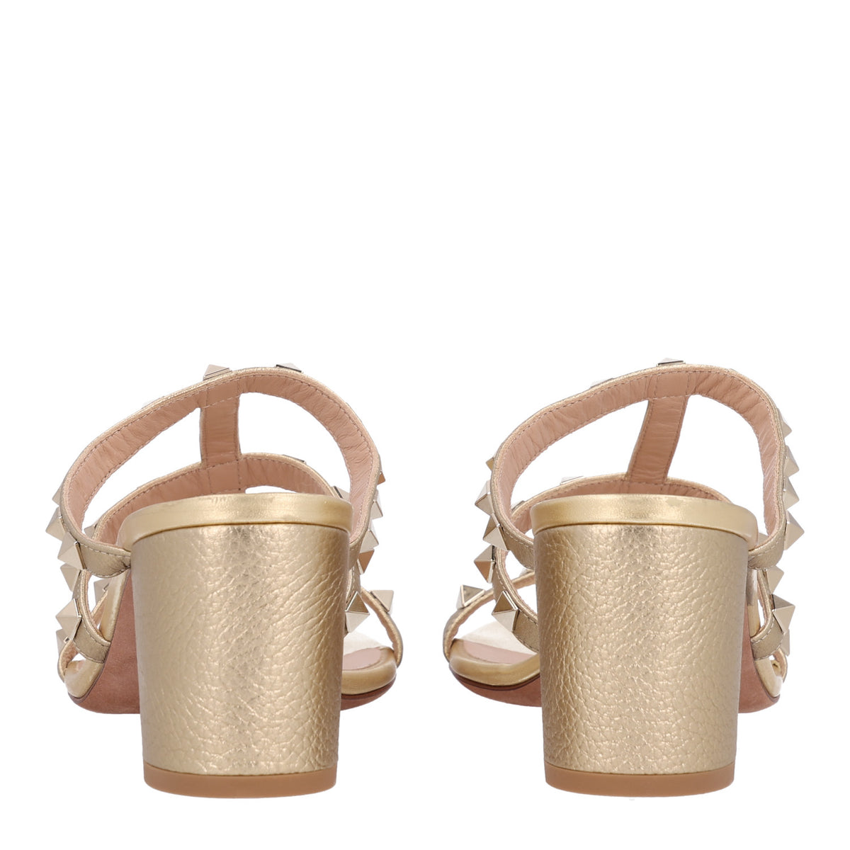 Valentino Garavani Metallic Pebbled Calfskin Rockstud 60mm Caged Slide Sandals 40 Mekong 6 of 9