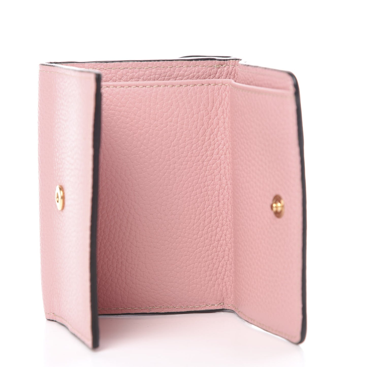 Grained Calfskin Georgia Square Wallet Washed Pink