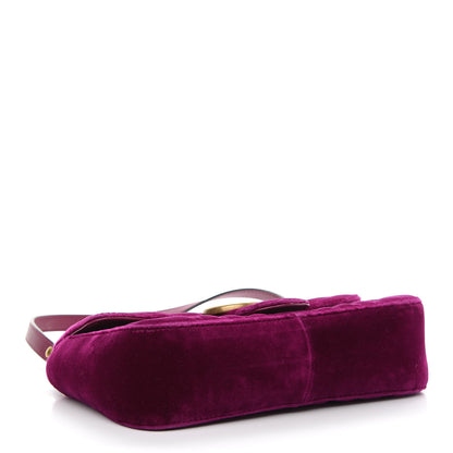Gucci Velvet Matelasse Mini GG Marmont Shoulder Bag Fuchsia Violet Cyclamen 4 of 10