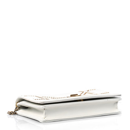 Christian Dior Calfskin Studded Diorama Wallet on Chain Pouch Off White 4 of 10