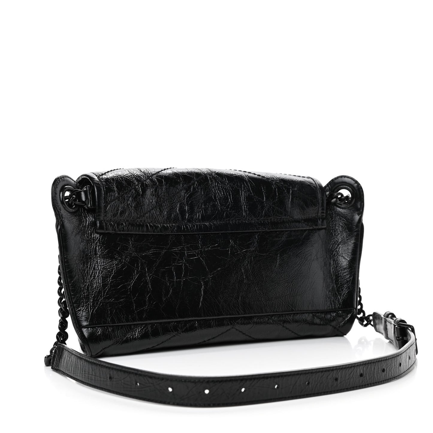 Crinkled Calfskin Matelasse Monogram Niki Body Bag Black