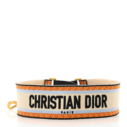 Christian Dior Canvas Embroidered Shoulder Strap Orange Multicolor 2 of 5
