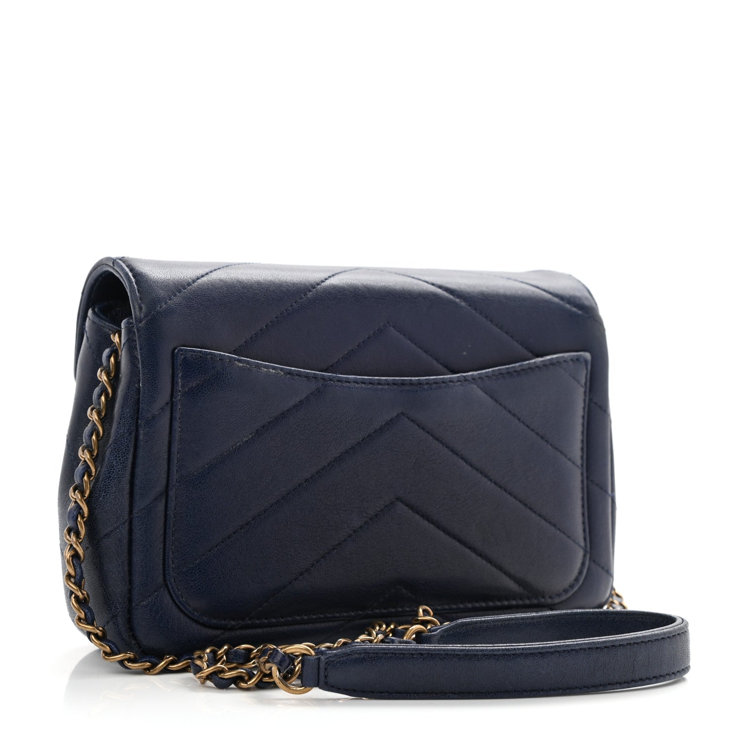 Chanel Lambskin Chevron Mini Coco Envelope Flap Navy 3 of 13