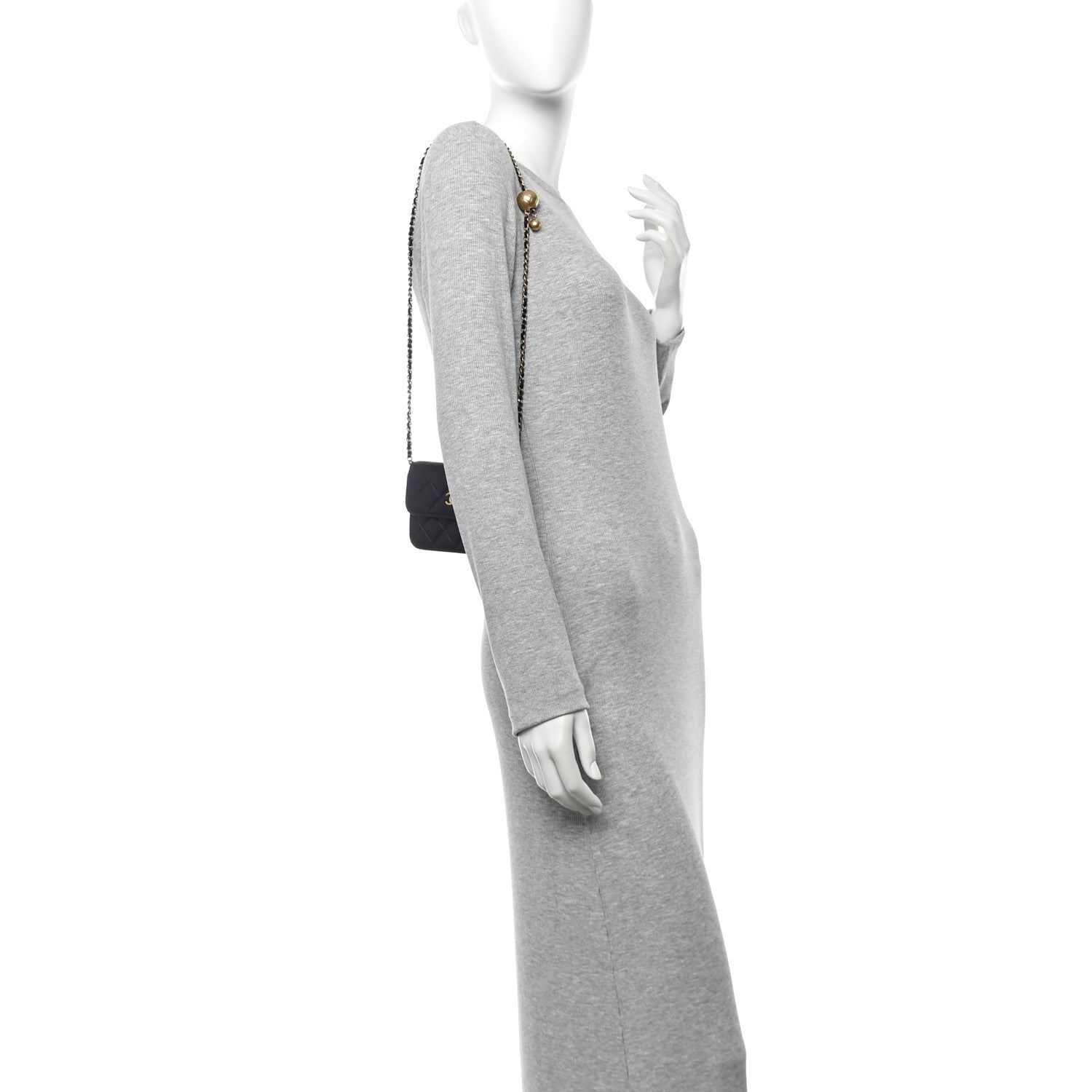 Chanel Lambskin Quilted Pearl Crush Flap With Chain Black 2 of 11