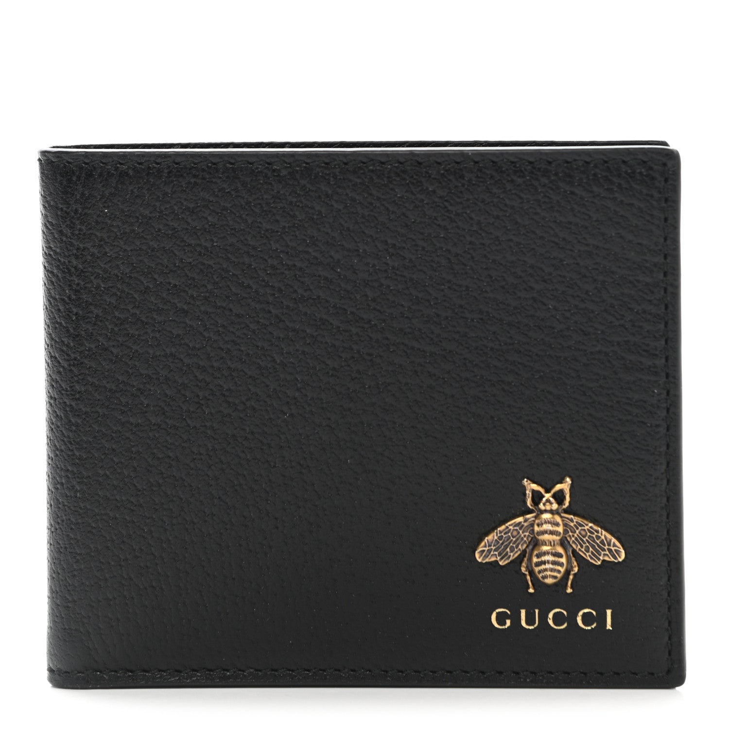 Gucci Calfskin Bee Bi-Fold Wallet Black 1 of 7