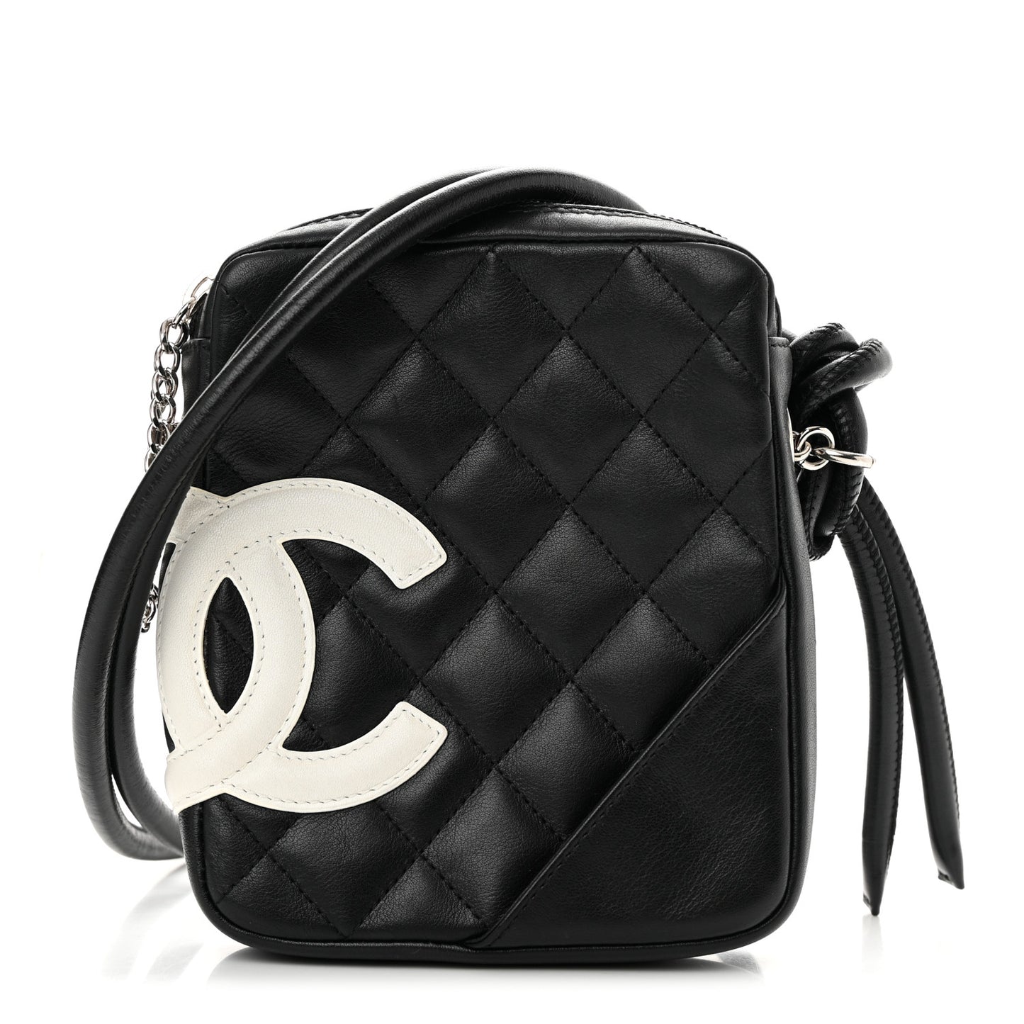 Calfskin Quilted Small Cambon Messenger Black White