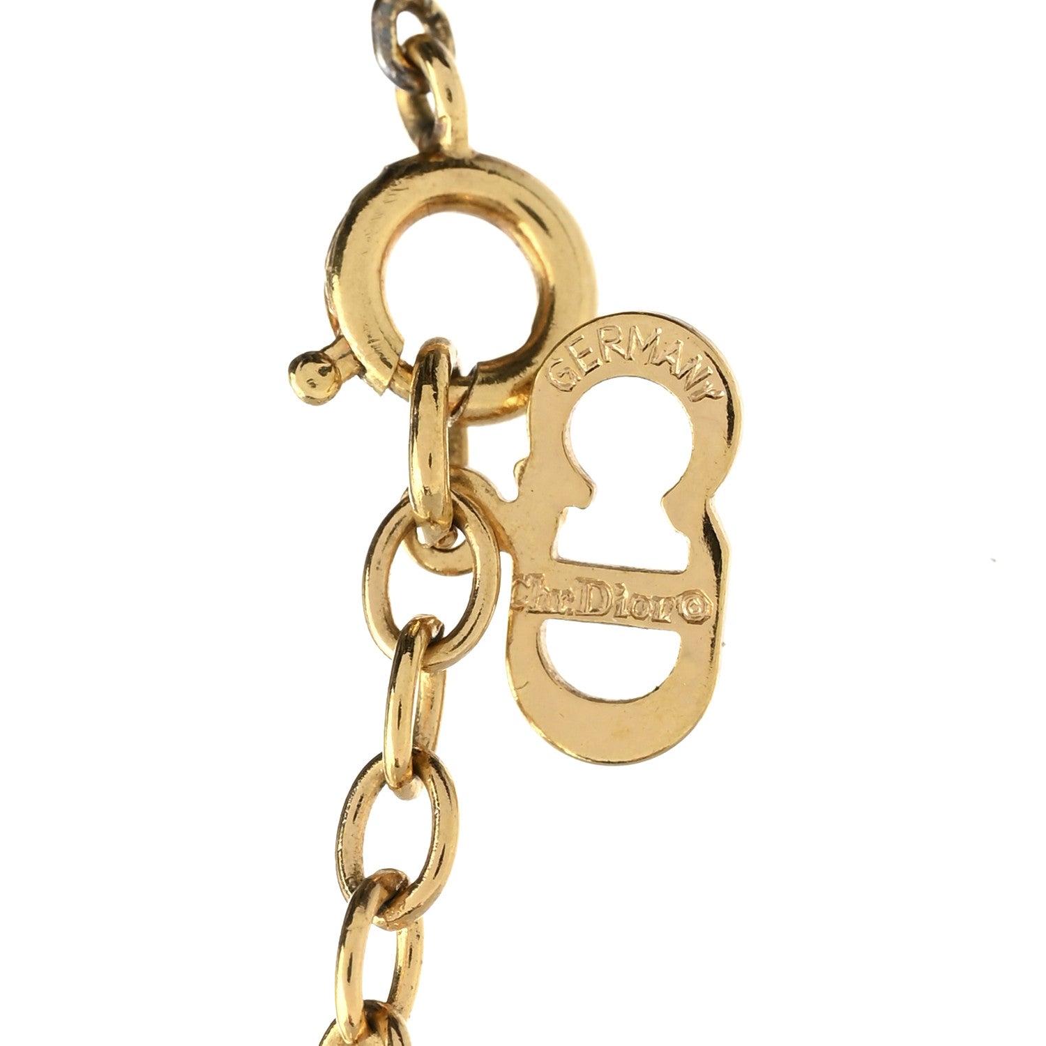 Christian Dior Metal CD Logo Round Pendant Necklace Gold 5 of 5