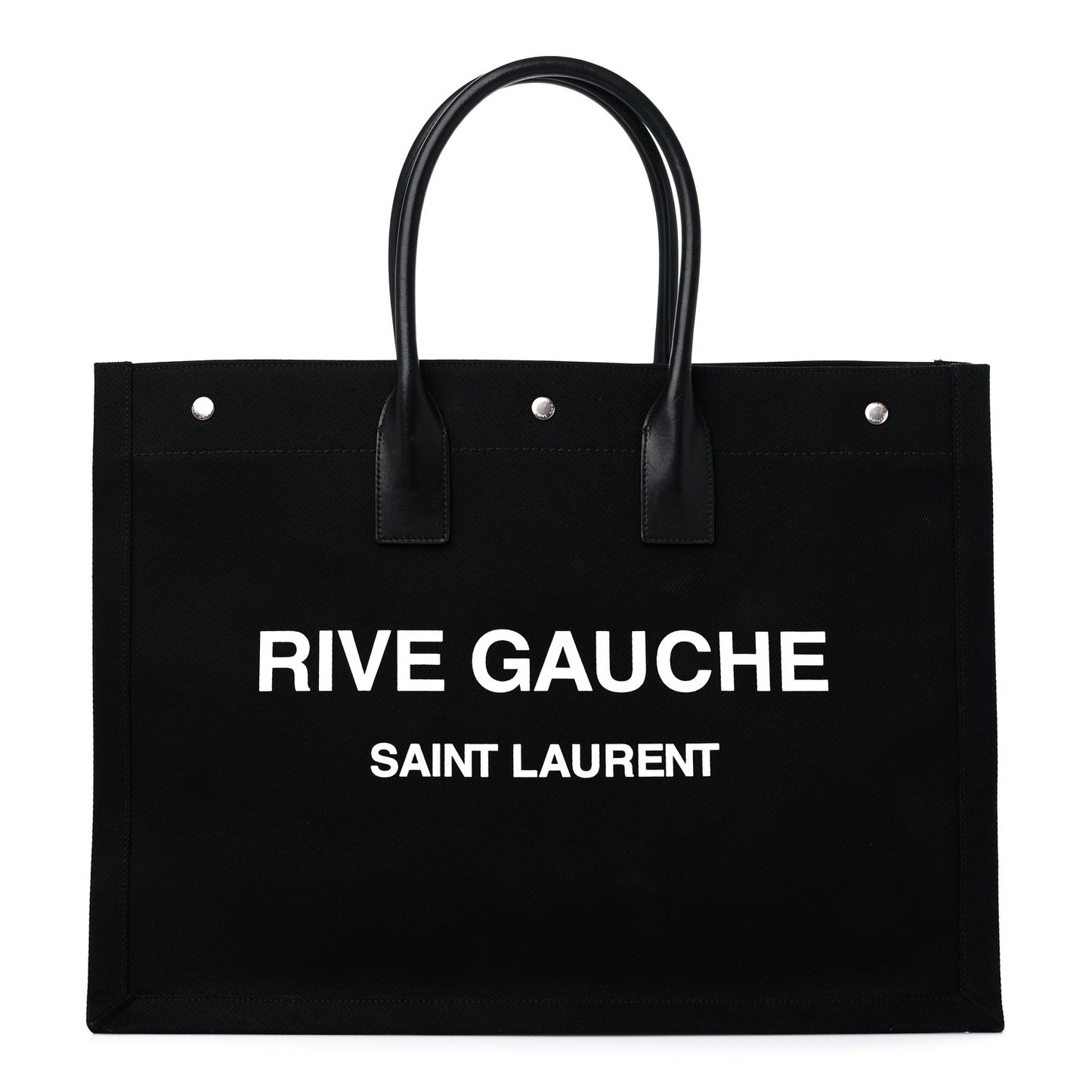 Linen Calfskin Rive Gauche Tote Black
