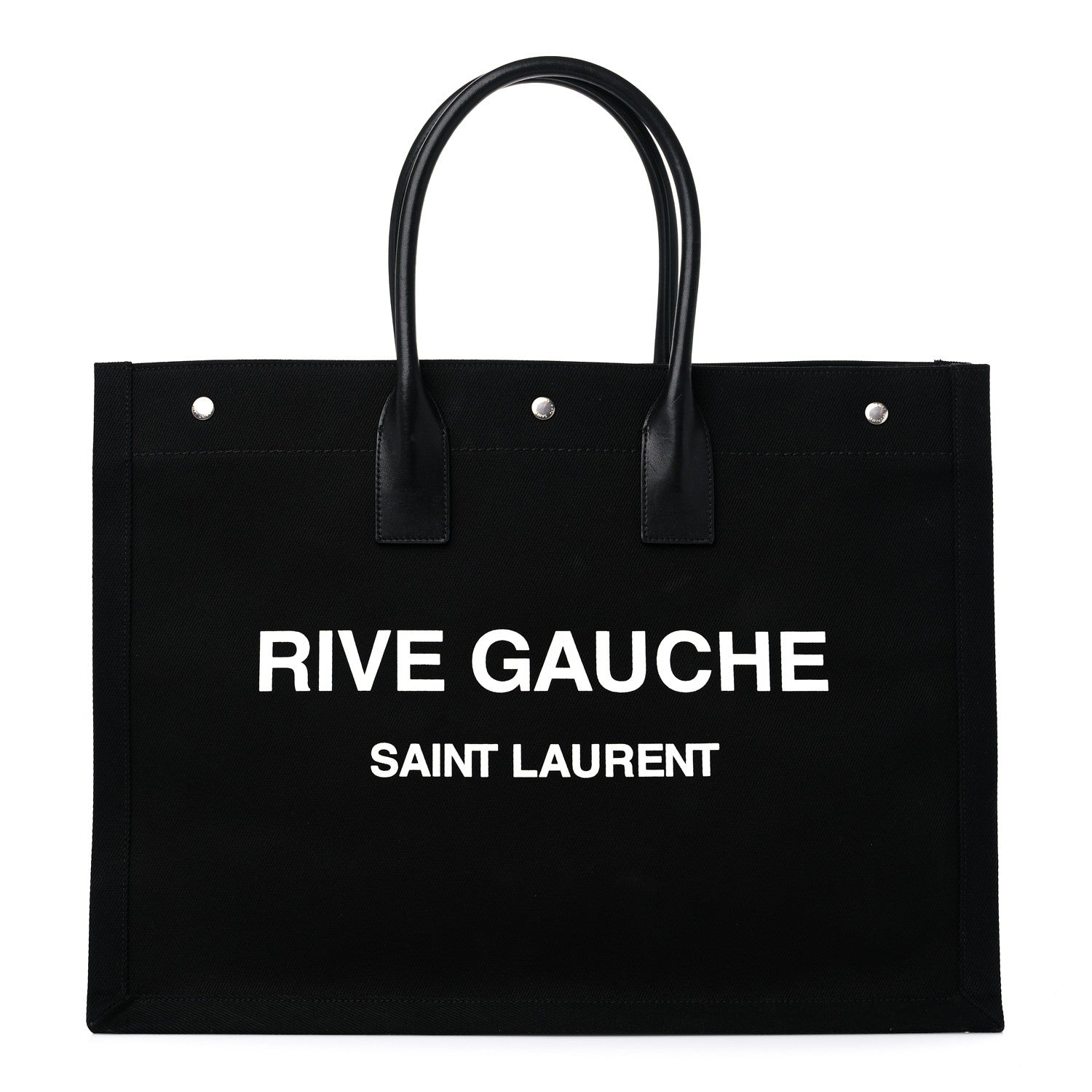 Saint Laurent Linen Calfskin Rive Gauche Tote Black 1 of 11