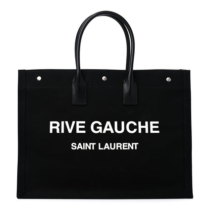 Saint Laurent Linen Calfskin Rive Gauche Tote Black 1 of 11