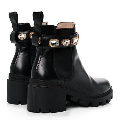 Gucci Calfskin Crystal GG Trip Chelsea Ankle Boots 36 Black 4 of 13
