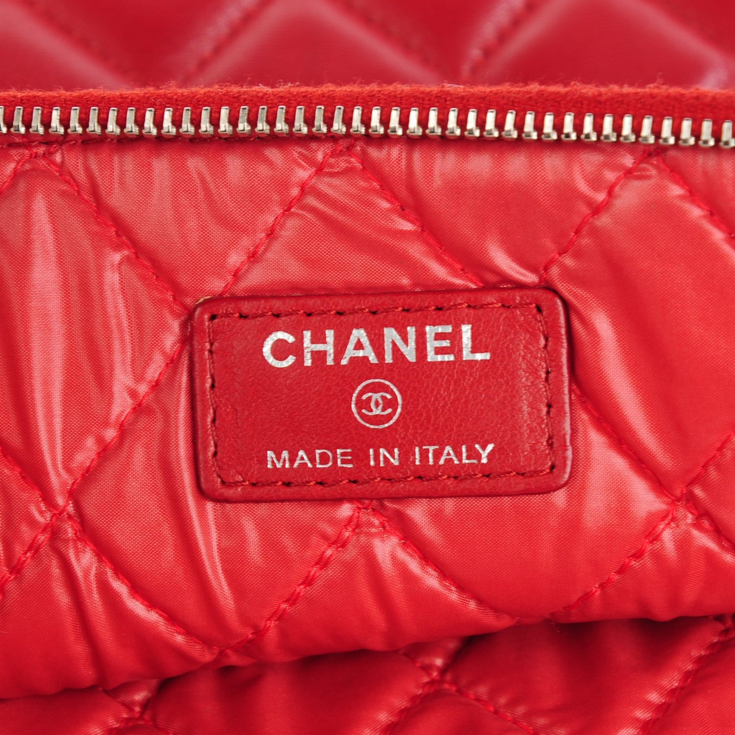 Lambskin Quilted Large Cosmetic Case Red