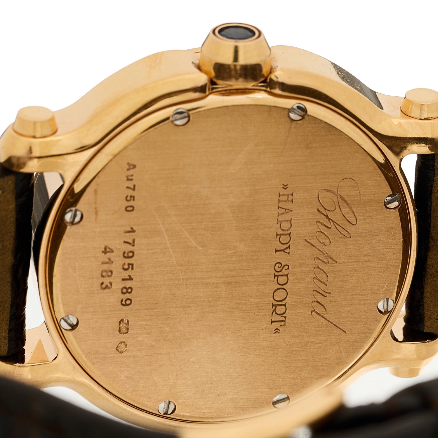 Chopard 18K Rose Gold Alligator 7 Diamond 36mm Happy Sport Quartz Watch 4 of 4